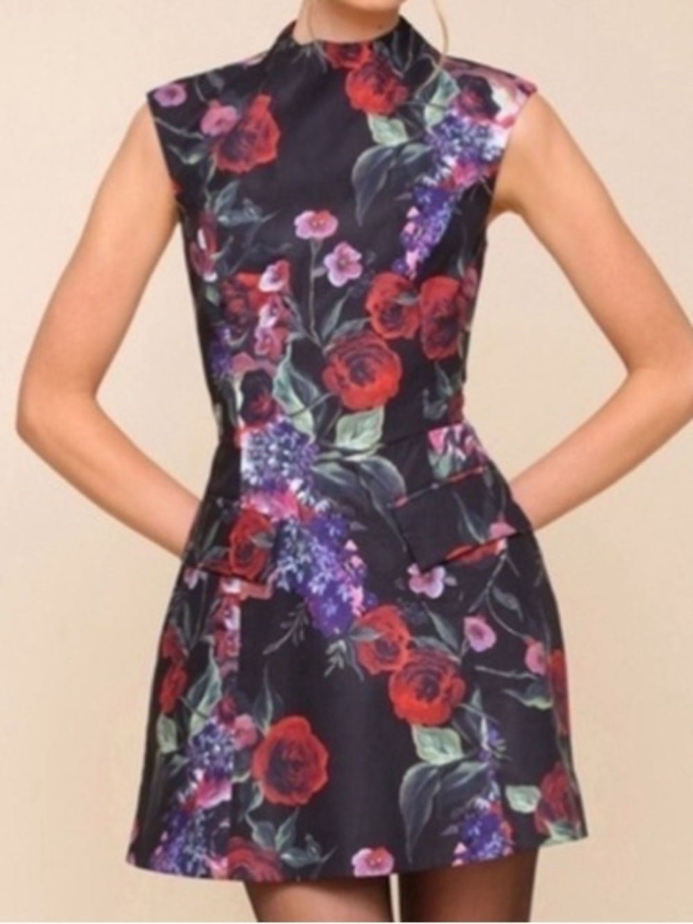 NEW Avec le filles dark floral fit and flare mini dress size 14 - Picture 12 of 12
